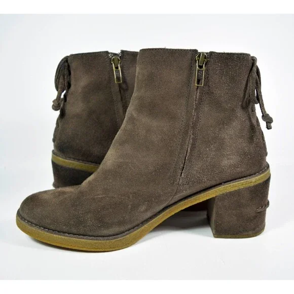 UGG Women's Brown Taupe Suede Corrine Ankle Boots Side Zip Size 9.5 - Picture 6 of 9
